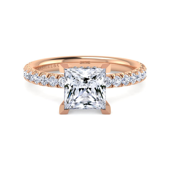 Gabriel - 14K Rose Gold Princess Cut Diamond Engagement Ring