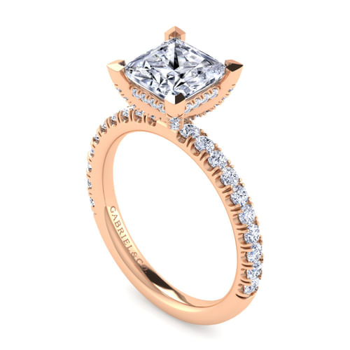14K Rose Gold Princess Cut Diamond Engagement Ring