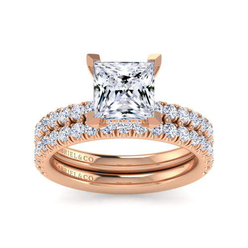 14K Rose Gold Princess Cut Diamond Engagement Ring