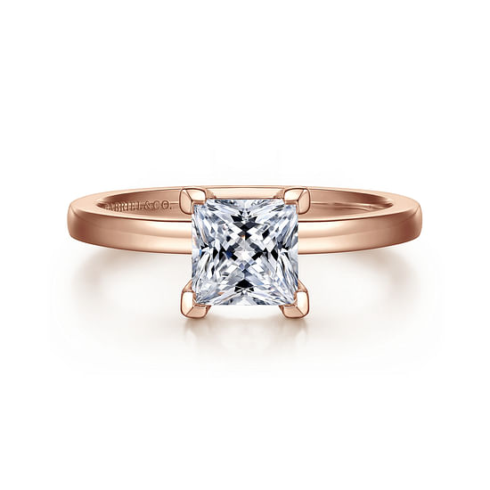 Gabriel - 14K Rose Gold Princess Cut Diamond Engagement Ring