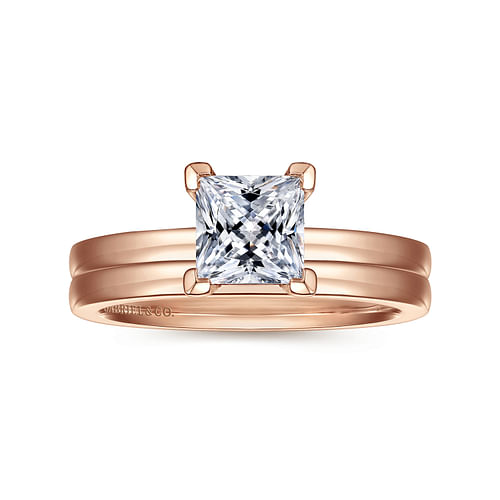 14K Rose Gold Princess Cut Diamond Engagement Ring