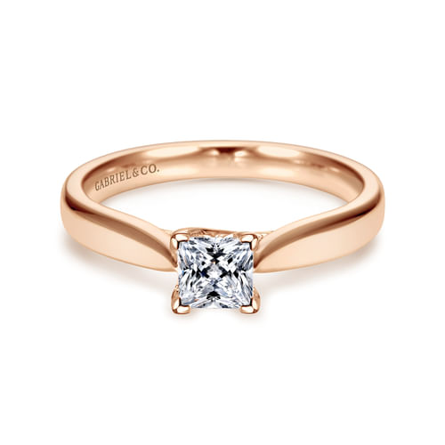 14K Rose Gold Princess Cut Diamond Engagement Ring