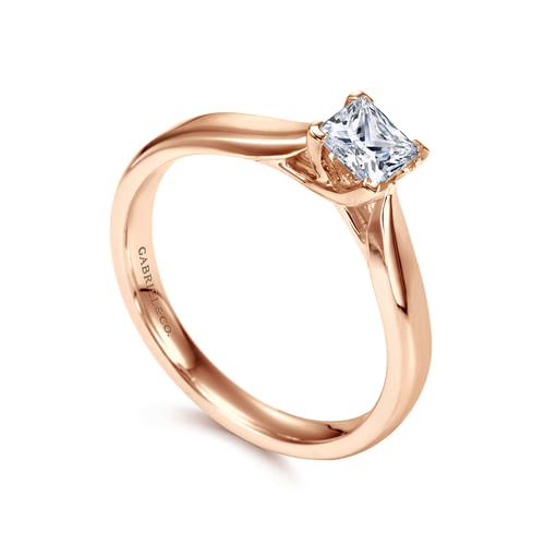 14K Rose Gold Princess Cut Diamond Engagement Ring