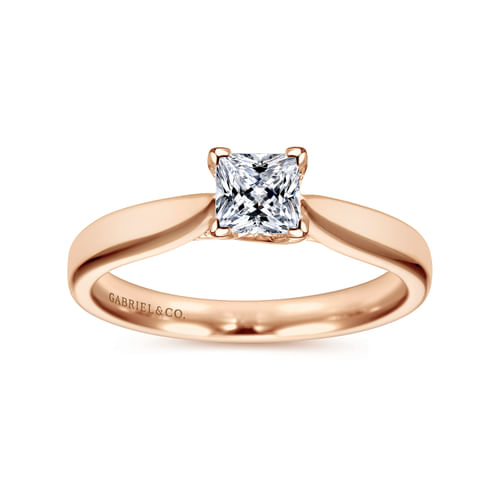14K Rose Gold Princess Cut Diamond Engagement Ring