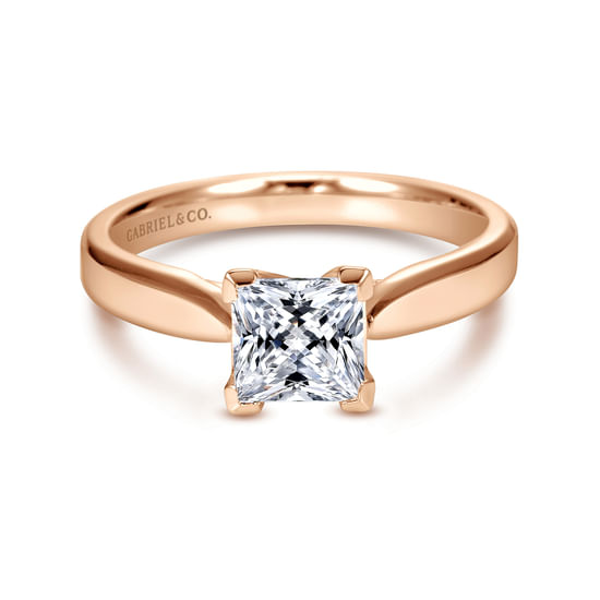 Gabriel - 14K Rose Gold Princess Cut Diamond Engagement Ring