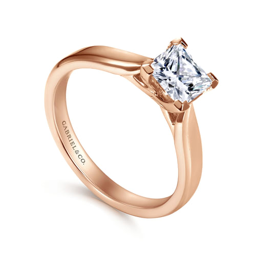 14K Rose Gold Princess Cut Diamond Engagement Ring