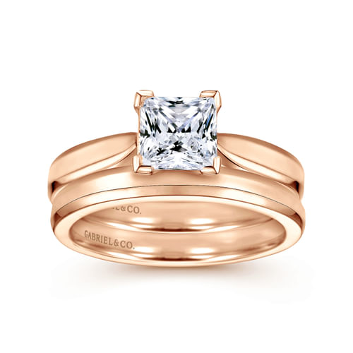 14K Rose Gold Princess Cut Diamond Engagement Ring