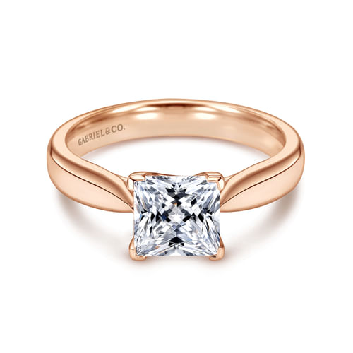 14K Rose Gold Princess Cut Diamond Engagement Ring