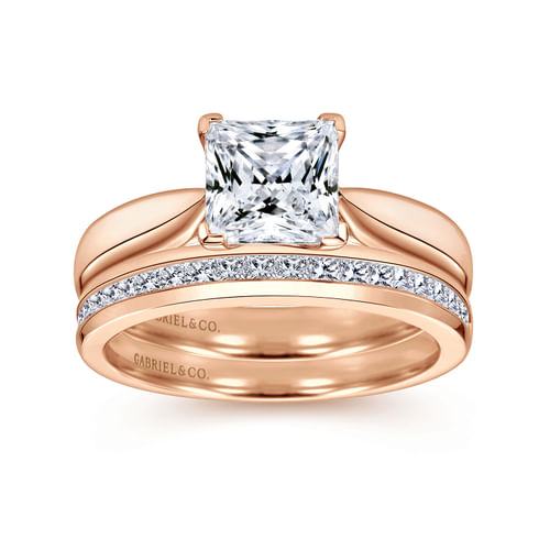 14K Rose Gold Princess Cut Diamond Engagement Ring