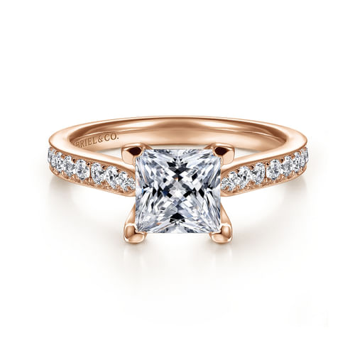 14K Rose Gold Princess Cut Diamond Engagement Ring