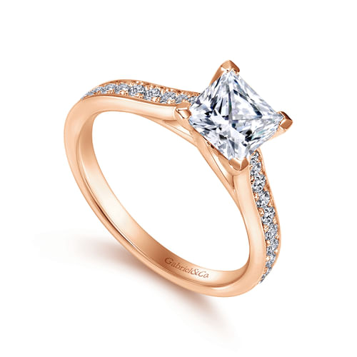 14K Rose Gold Princess Cut Diamond Engagement Ring