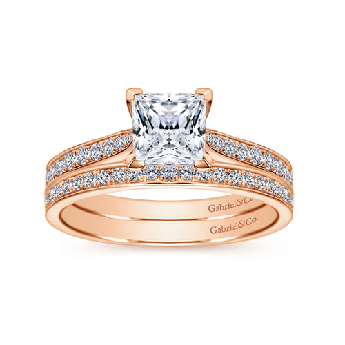 14K Rose Gold Princess Cut Diamond Engagement Ring