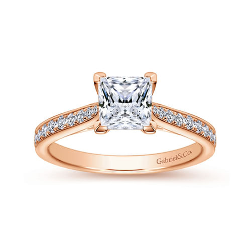 14K Rose Gold Princess Cut Diamond Engagement Ring