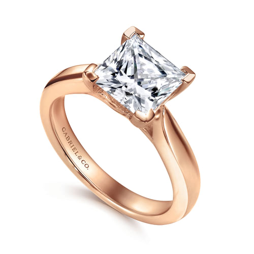 14K Rose Gold Princess Cut Diamond Engagement Ring