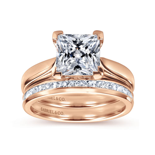 14K Rose Gold Princess Cut Diamond Engagement Ring