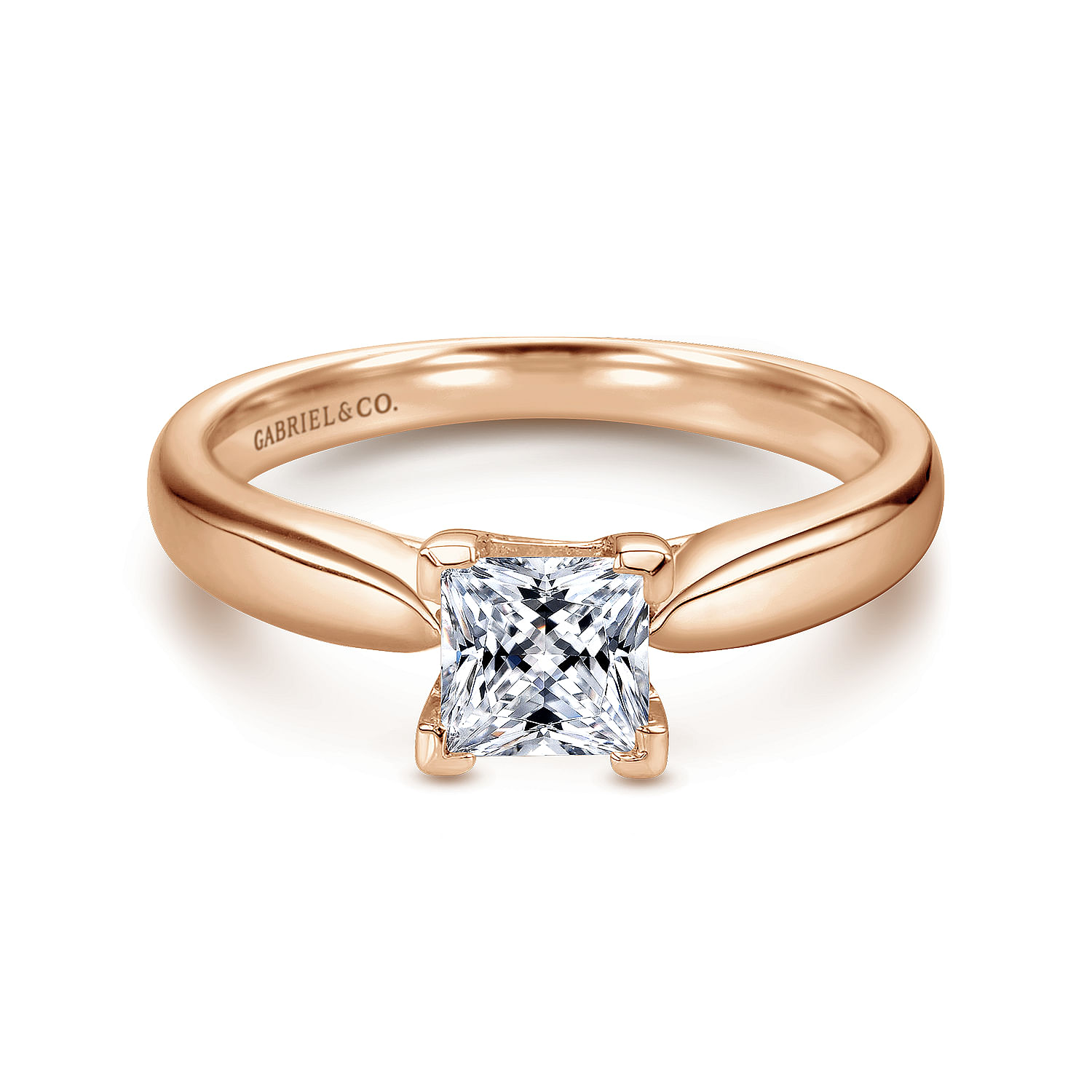 Gabriel - 14K Rose Gold Princess Cut Diamond Engagement Ring