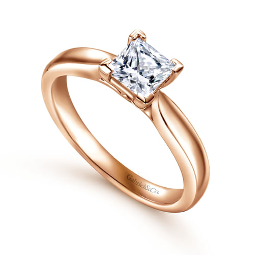 14K Rose Gold Princess Cut Diamond Engagement Ring