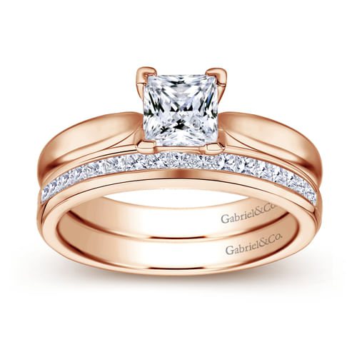 14K Rose Gold Princess Cut Diamond Engagement Ring