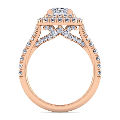 14K Rose Gold Princess Double Halo Diamond Engagement Ring 14K Rose Gold Princess Double Halo Diamond Engagement Ring