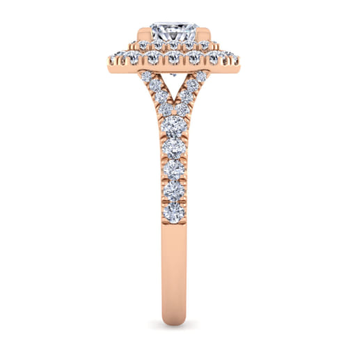 14K Rose Gold Princess Double Halo Diamond Engagement Ring 14K Rose Gold Princess Double Halo Diamond Engagement Ring