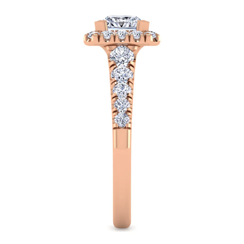 14K Rose Gold Princess Halo Diamond Engagement Ring