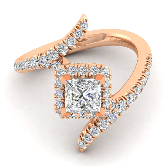 Gabriel - 14K Rose Gold Princess Halo Diamond Engagement Ring