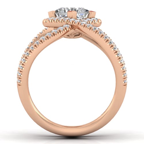 14K Rose Gold Princess Halo Diamond Engagement Ring 14K Rose Gold Princess Halo Diamond Engagement Ring