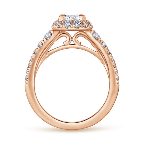 14K Rose Gold Princess Halo Diamond Engagement Ring