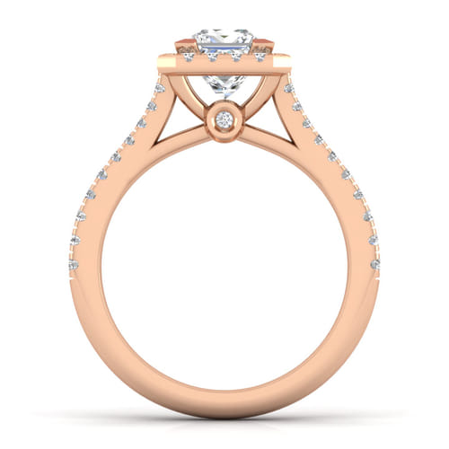 14K Rose Gold Princess Halo Diamond Engagement Ring 14K Rose Gold Princess Halo Diamond Engagement Ring