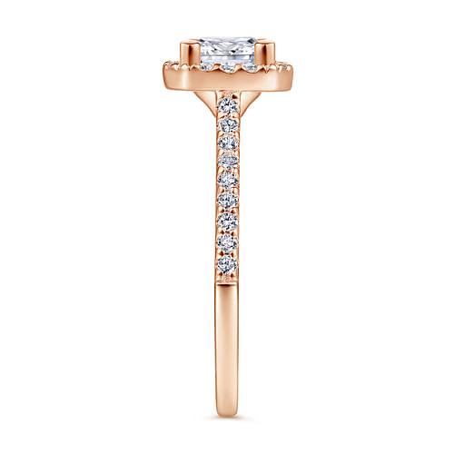 14K Rose Gold Princess Halo Diamond Engagement Ring