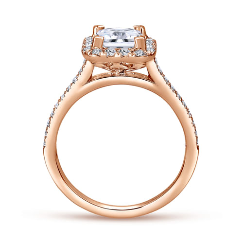 14K Rose Gold Princess Halo Diamond Engagement Ring