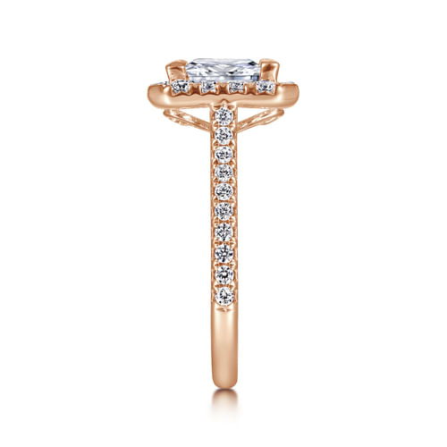 14K Rose Gold Princess Halo Diamond Engagement Ring