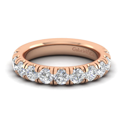 14K Rose Gold Round 11 Stone Diamond Anniversary Band
