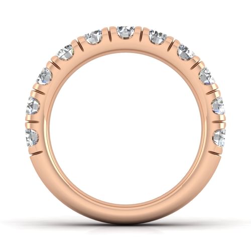14K Rose Gold Round 11 Stone Diamond Anniversary Band