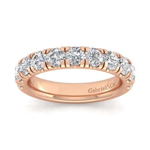 14K Rose Gold Round 11 Stone Diamond Anniversary Band