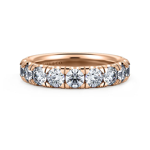 14K Rose Gold Round 11 Stone Diamond Anniversary Band