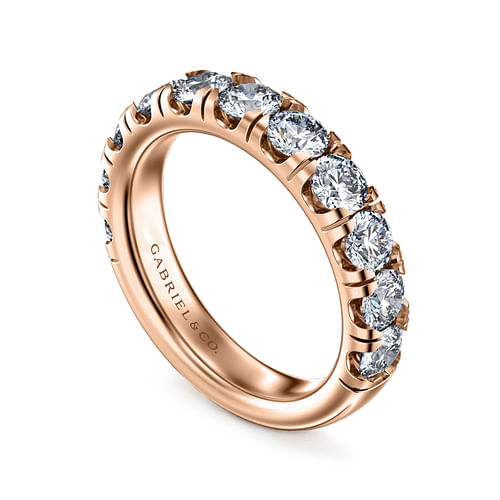 14K Rose Gold Round 11 Stone Diamond Anniversary Band