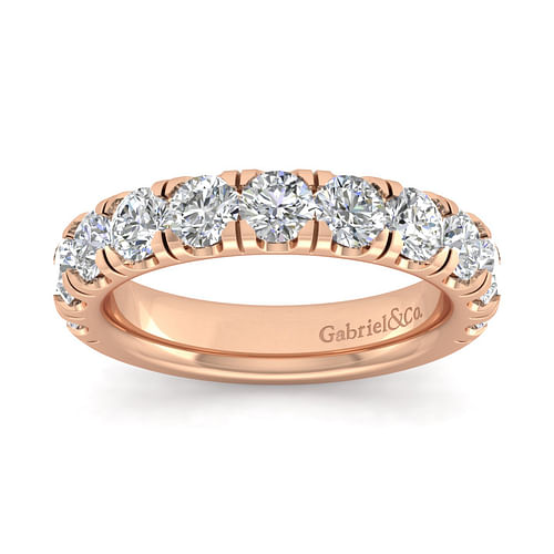 14K Rose Gold Round 11 Stone Diamond Anniversary Band