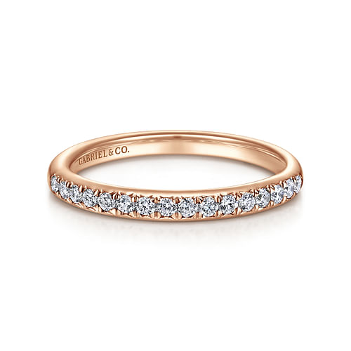 14K Rose Gold Round 16 Stone Diamond Wedding Band