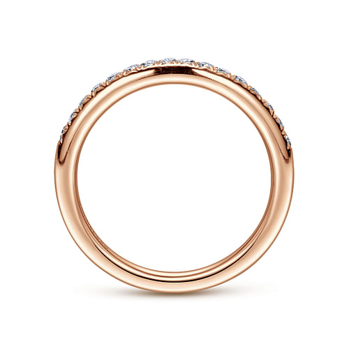 14K Rose Gold Round 16 Stone Diamond Wedding Band