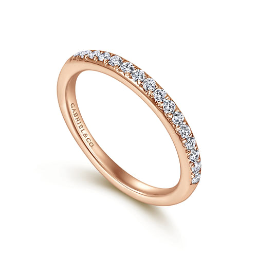 14K Rose Gold Round 16 Stone Diamond Wedding Band