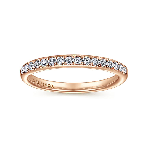 14K Rose Gold Round 16 Stone Diamond Wedding Band