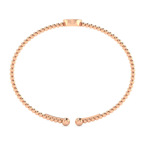 14K Rose Gold Round A Initial Diamond Bujukan Cuff Bracelet