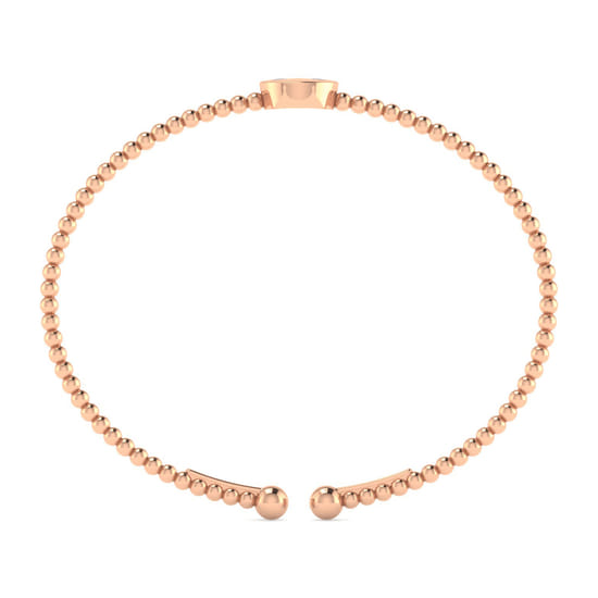 14K Rose Gold Round A Initial Diamond Bujukan Cuff Bracelet angle 3