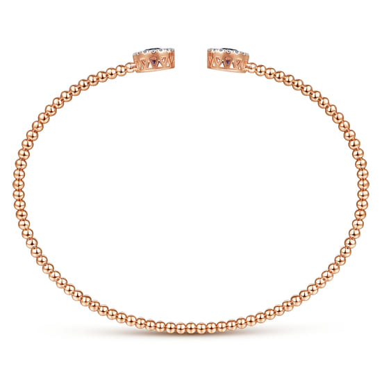 14K Rose Gold Round Amethyst and Diamond Halo Bujukan Bangle angle 3