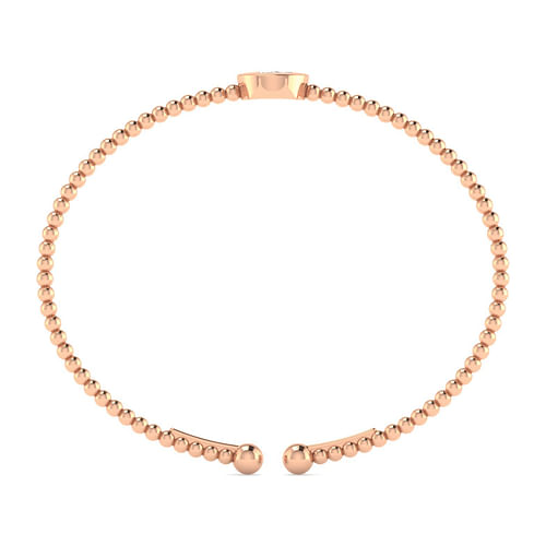 14K Rose Gold Round B Initial Diamond Bujukan Cuff Bracelet