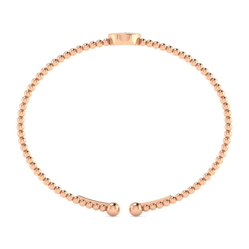 14K Rose Gold Round C Initial Diamond Bujukan Cuff Bracelet