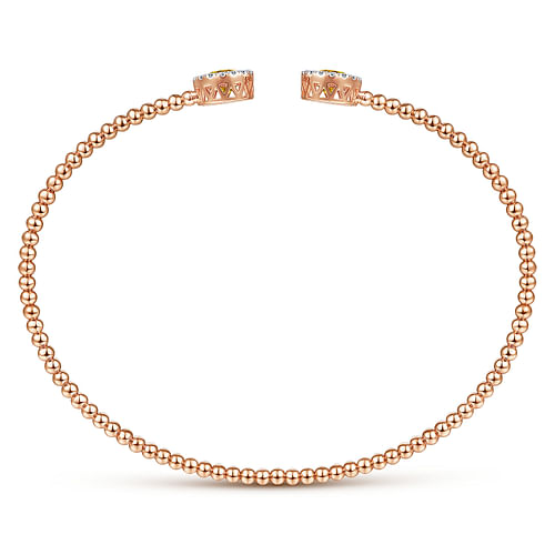 14K Rose Gold Round Citrine and Diamond Halo Bujukan Bangle