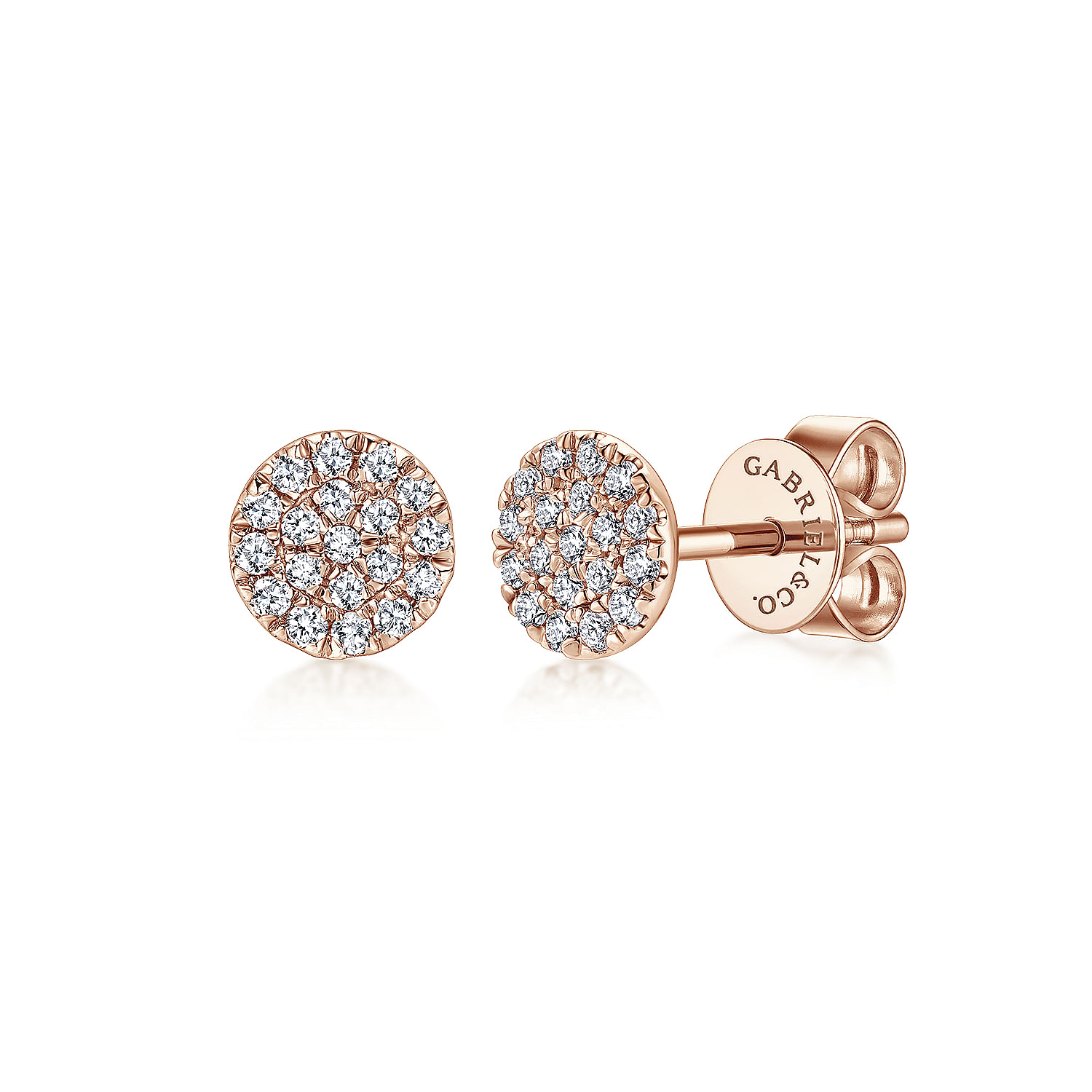 Gabriel - 14K Rose Gold Round Cluster Diamond Stud Earrings