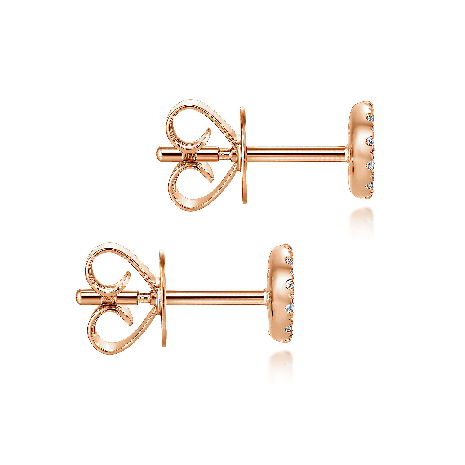 14K Rose Gold Round Cluster Diamond Stud Earrings
